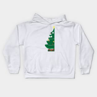 Decorated Christmas tree and Green and Red gifts Kids Hoodie